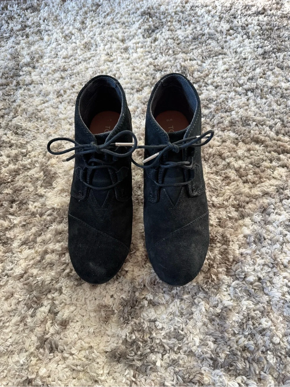 Toms Black Suede Lace-Up Ankle Booties